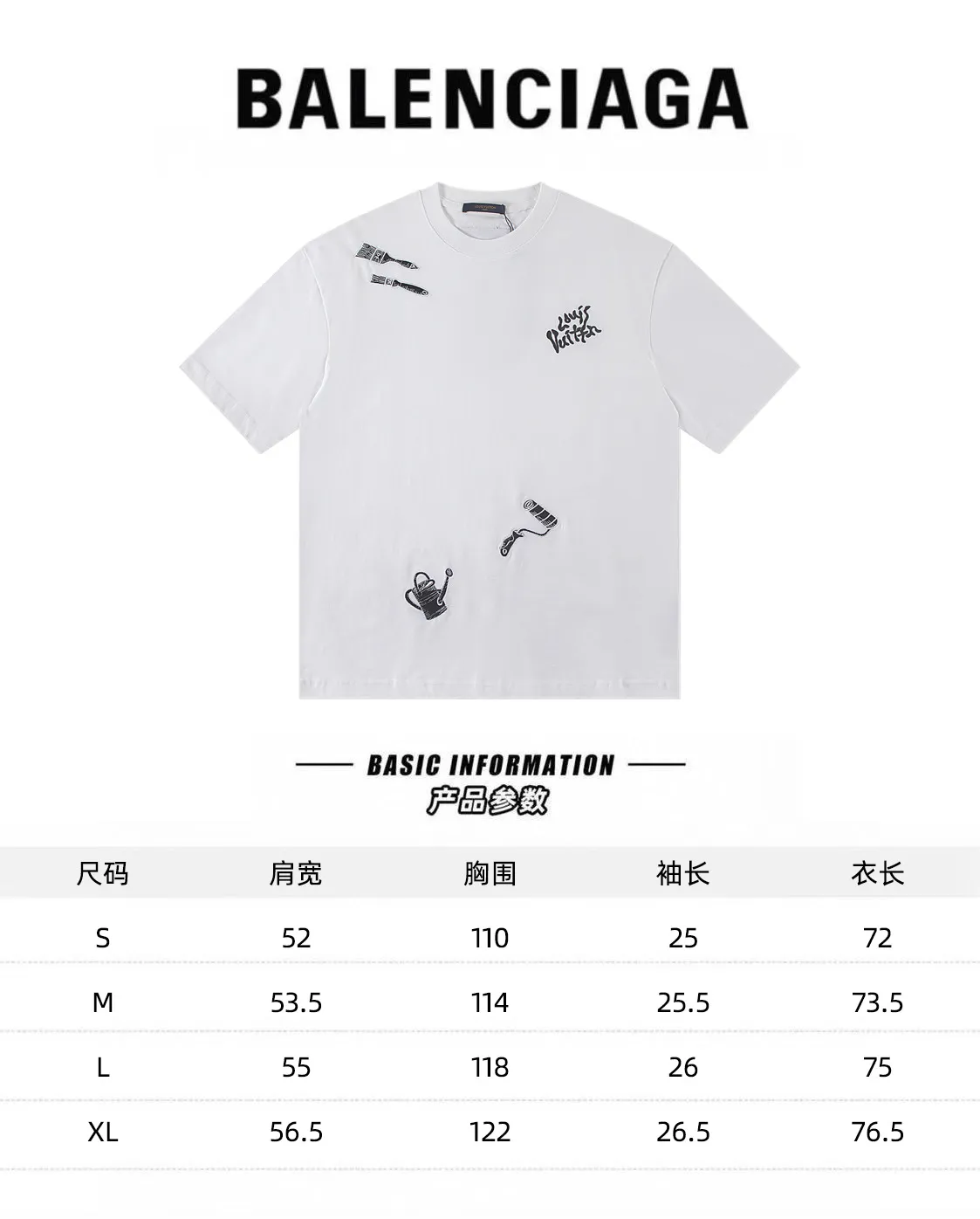 🅿️160 louis vuitto*2026 latest whitewash embroidered short-sleeved T-shirt Material: Made of high version 300g double yarn combed cotton Size: S M L XL Color: black and white Style number: W2809